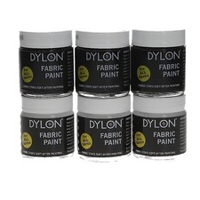 Dylon Fabric Paint 25ml 3 x Black and 3 x White Total 6 Pots Clothing Paint