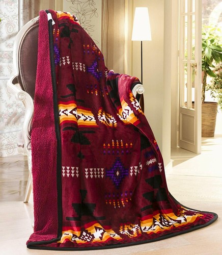 Navajo print burguandy - print, throw