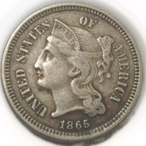 1865 3cn three cent nickel - 3cn,