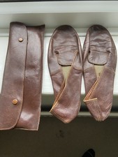 Vintage Hand Made Leather Slippers Matching Carry Case. The Bag Store Leicester