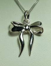 Silver Bow Pendant Necklace