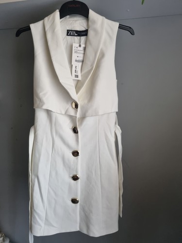 Zara cream longline waistcoat - zara,