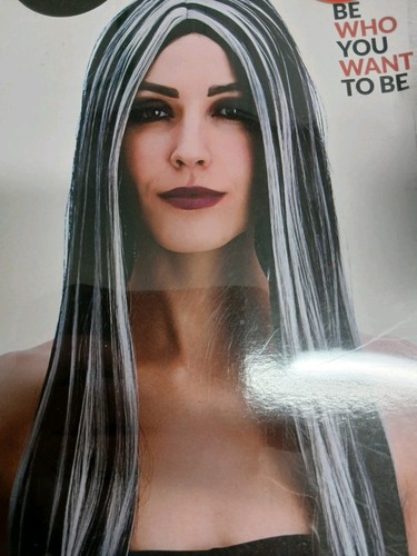 Silver black wig hairpiece - silver,