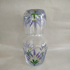 Hand Painted Glass Lavender.  Water Carafe & Tumbler Bedside  Set Made in Italy
