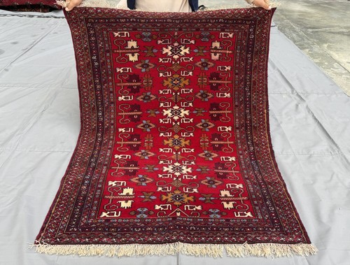 Red vintage afghan baluchi - vintage, rug