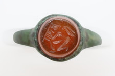 Roman Bronze Ring with Cupid Intaglio, Circa 1st - 3rd Century AD