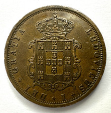 1868 Portugal 5 Reis Coin