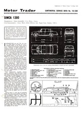 Simca 1300 1964 Motor Trader Continental Service Data Sheet No.18/CSD