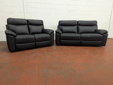 'Austin' Black Leather 3 & 2 Seater Sofa Suite