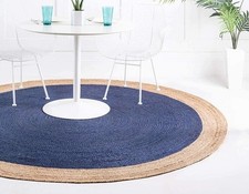 Natural Carpet Jute Rug Mat Round Farmhouse Jute Rustic Look Braided