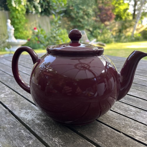 Burgundy ceramic teapot with - ceramic,