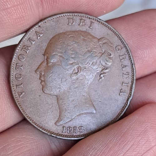 1858 over penny o - 1858, (o