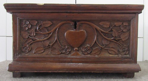 Antique lidded carved - , wood