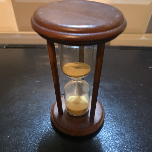 Hard wood antique sand timer - antique,