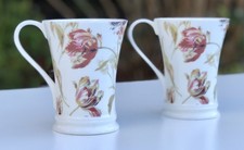 Vintage 2x Laura Ashley Gosford Paprika Fine Bone China Mugs Hand Decorated 2003