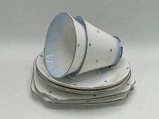 BELL / ENGLISH BONE CHINA 3413 BLUE+ POLKADOTS 2 X TRIOS CUP SAUCER SIDE PLATE