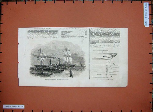 Original old antique print - old,
