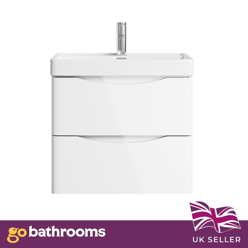 600mm white gloss wall hung - white,
