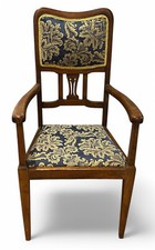 Antique 1930s Large Oak Upholstered Hallway Chair – Side or Occasional Chair