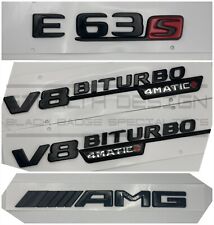 Fits Mercedes E63s AMG Gloss Black Badge Rear & Side Wing Emblems OEM+