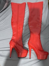 Red PVC Over Knee Boots Uk6