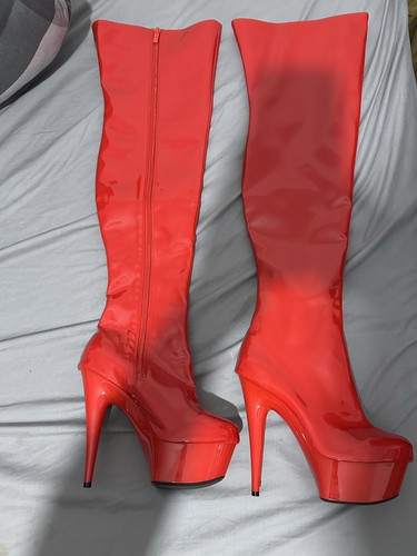 Red pvc over knee - red,