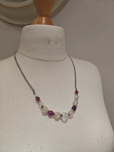 Purple crackle glass bead - glass,