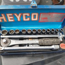 Vintage HEYCO West Germany 22 Chrome Piece Socket Set Set No 70-55- M/AF