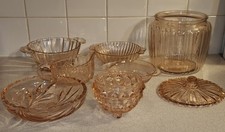 8pc Pink Depression Glassware