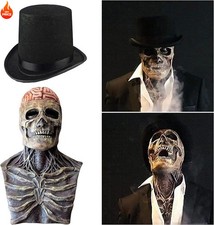 Halloween Party Scary Brain Moving Jaw Latex Full Head Skull Mask Skeleton Cos