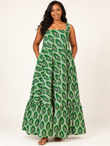 African print long circle - african,