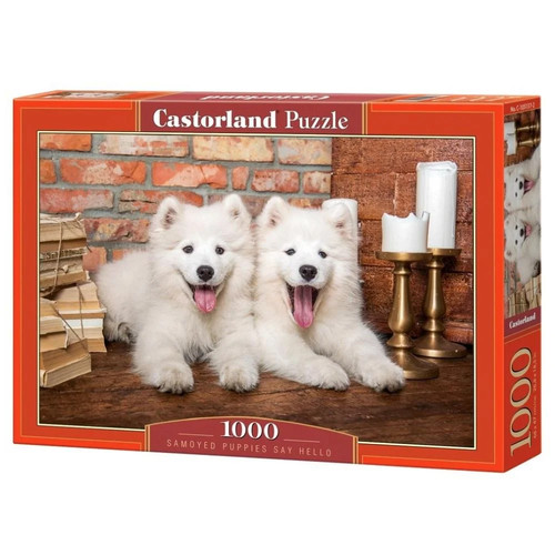 Puzzle 1000 samoyed - samoyed, puppies