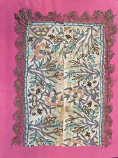 Genuine 18th 19th C  Ottoman Silk Embroidery Crewel Panel Metal Thread