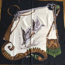 Handdruck Polyester Scarf~ducks Hunting Theme 30.5” Square  Rolled Seams