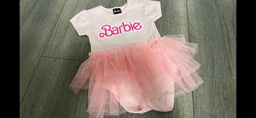 Barbie pink tutu babygrow - barbie,