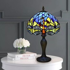 Tiffany-Style Table Lamp Handcrafted Art Stained Glass Bedside Lamps Desk Light
