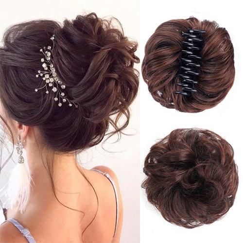 Curly natural messy bun hair - natural,