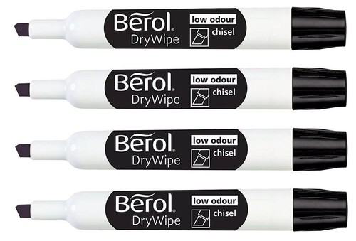 Berol black drywipe marker - 4x,