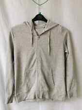 TU grey hooded zip front long sleeve front pocket jersey fleece jacket top sz 12