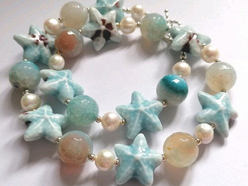 Ceramic starfish bead - bead, necklace
