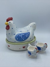 Price & Kensington Chicken Egg Holder Crock & 2 Egg Cups