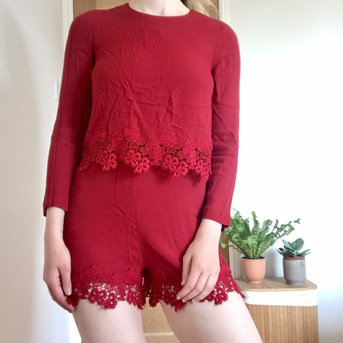 Zara red floral embroided - floral,