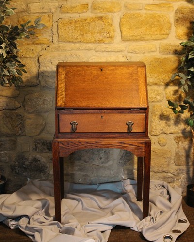 Vintage oak bureau writing - bureau,