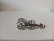 Sparkly Violin Brooch