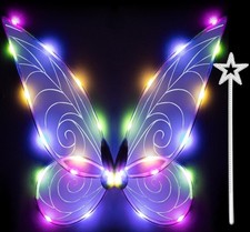 Silom Fairy Wings Light up Butterfly Wings for Adult Kids, LED Fairy Wing Spark