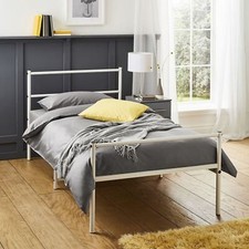Single Metal Bed Frame in White Durable and Stylish Extra Strong Sturdy Support