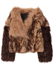 ZARA Womens Crop Open Faux Fur