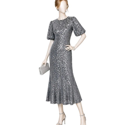 Silver sequin midi - sequin,