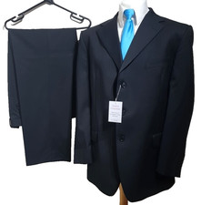 Next 3 button 2 piece suit Ch38"S W32" L30" Black wool plus stretch