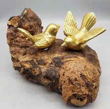 Vintage pair brass birds on - pair, of